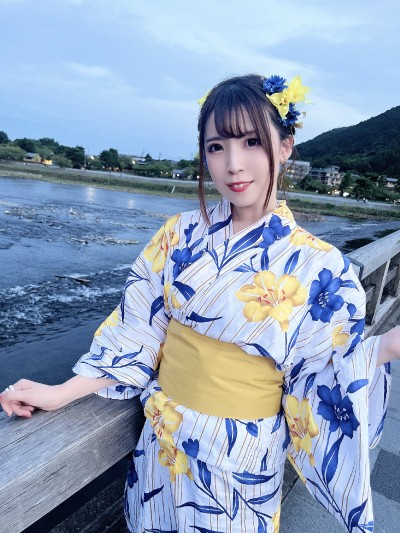 青黄色浴衣