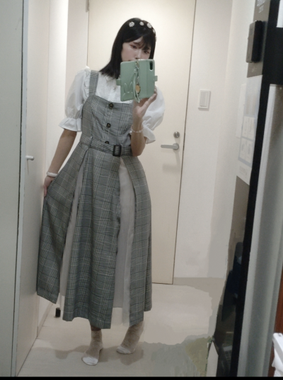 白黒チェックワンピース