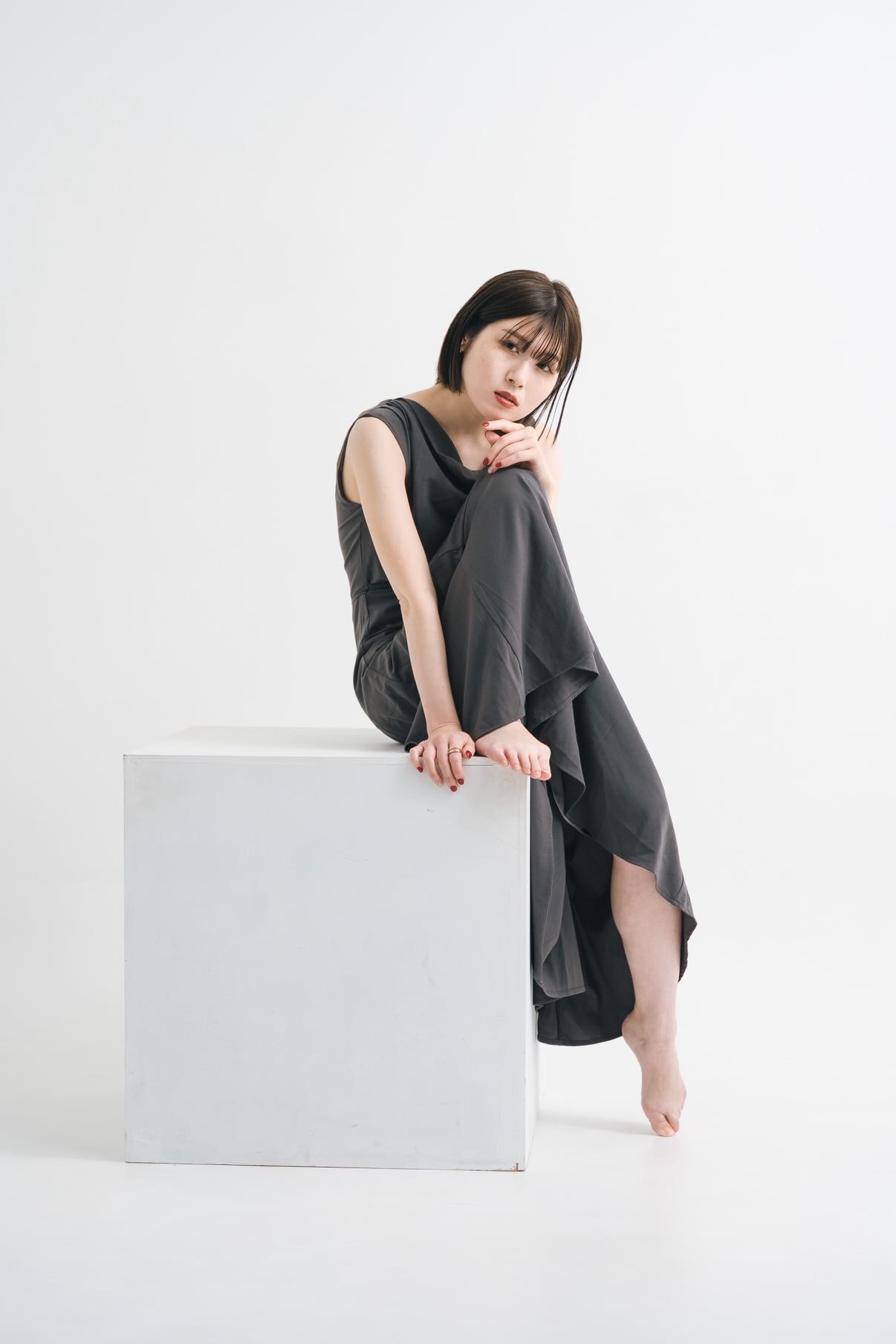 ドレープフレアワンピ